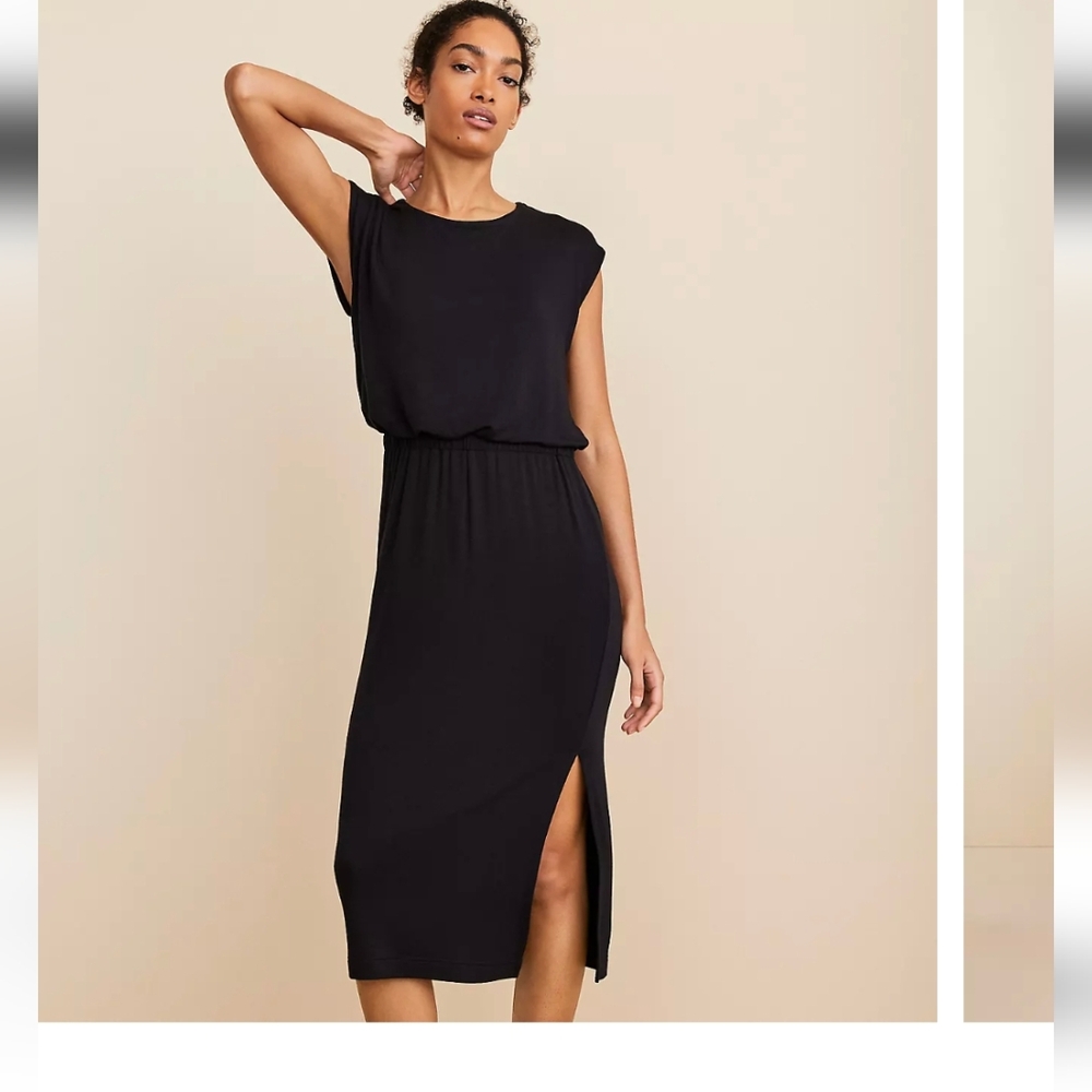 LOFT LOU & GREY SIGNATURE SOFT COLUMN MIDI DRESS SMALL